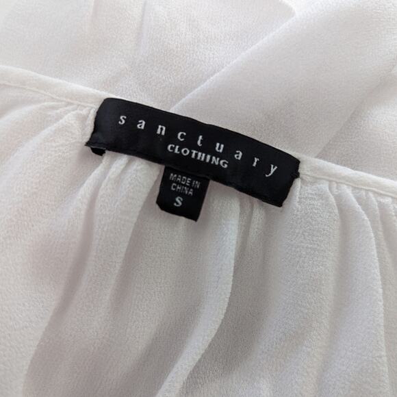 Sanctuary Semi Sheer Blue Embroidered Boho Blouse sz Small - Picture 6 of 7